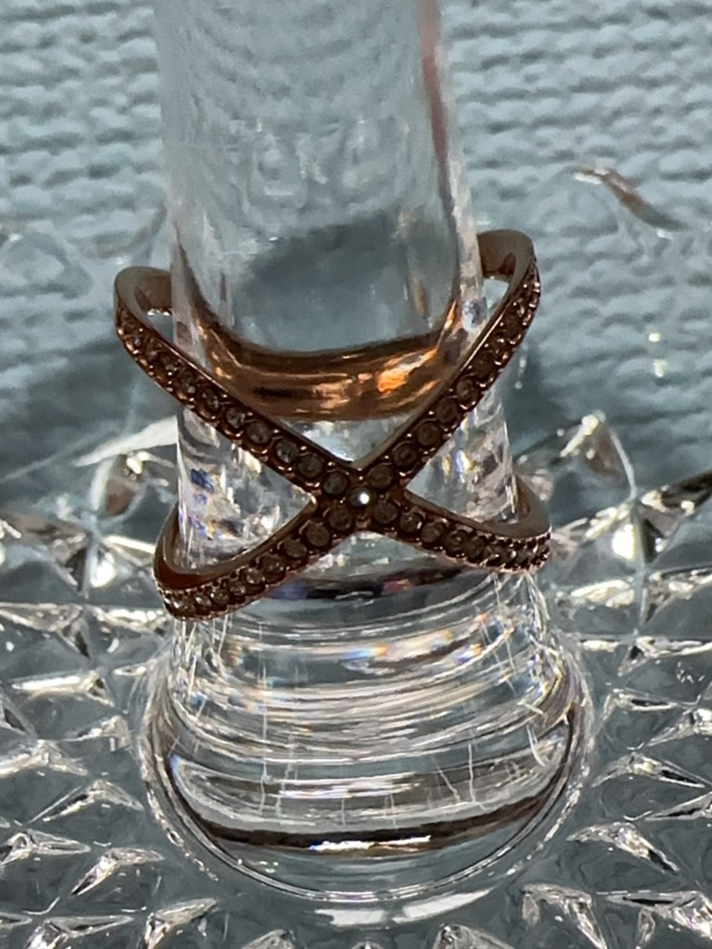 Michael Kors Rose Gold Crisscross Pavé Ring size 7
